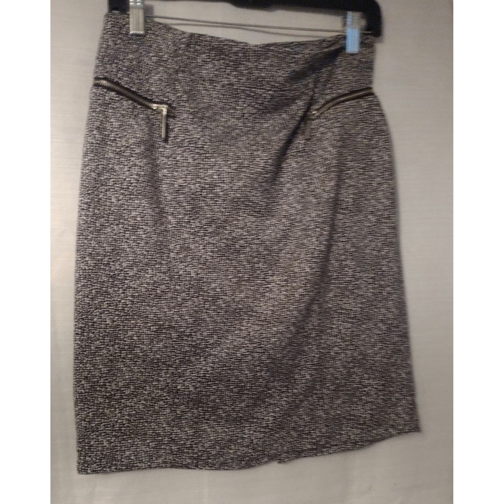 MICHAEL Michael Kors Women's Pencil Skirt Size 8 Black & White Silver Zip Detail